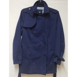 GAP Women's Navy Blue Trench Coat Fully Lined Double Breasted S Pre Owned Good